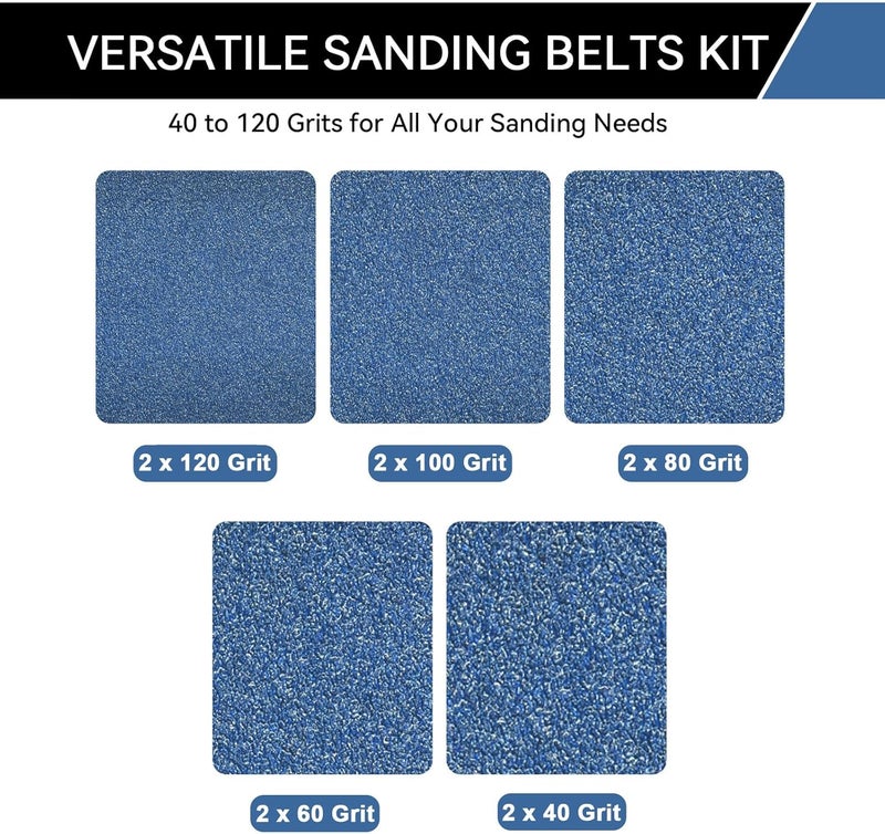 Aolabela 8x19 Inch Floor Sanding Belts 10 Pcs 5 Grits Sizes (2 Each of 40/60/80/100/120 Grits) Heavy Duty Belt Sander Zirconia Belt Sander Paper for Wood, Metal, Stainless Steel, Cars, and Furniture - Image 4